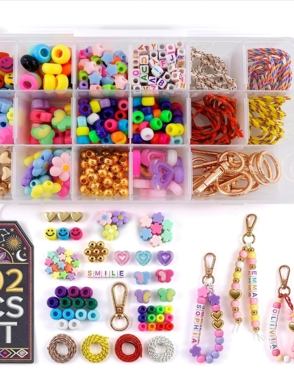 DIY Bead Keychain Kit - Pastel & Neon Beads with Gold Hardware